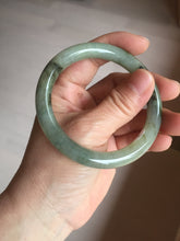 Load image into Gallery viewer, 54.5mm Certified type A 100% Natural light green dark green floating seaweed slim round cut Jadeite bangle PC59-6609