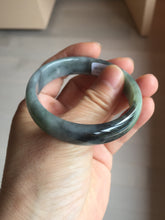 Load image into Gallery viewer, 51.2mm Certified Type A 100% Natural sunny green gray black(Wuji) Mountains Embrace Emerald(群山怀翠) jadeite jade bangle AZ180-0509