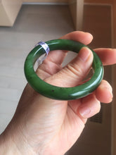 Load image into Gallery viewer, 51mm certified 100% Natural dark green/black nephrite (碧玉) bangle HN123-0138