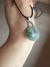Load image into Gallery viewer, 20mm 100% Natural icy watery light green clear jadeite Jade Safety Guardian Button (donut) Pendant BK106