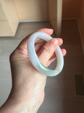 Load image into Gallery viewer, 54.2mm certified 100% natural Type A icy watery light watermelon rind oliy light green/purple/brown( 淡瓜油青) jadeite jade bangle BQ3-8153