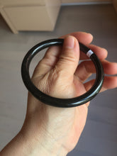 Load image into Gallery viewer, 62mm 100% Natural dark green/black meteorite Stellar Night sky slim round cut nephrite bangle HF111-1265