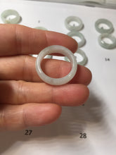 Load image into Gallery viewer, Size 6 1/2-9 100% natural type A white light green broad jadeite jade band ring PA253
