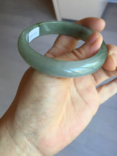 Load image into Gallery viewer, 55.8mm Certified 100% natural Type A oily dark green/gray/black jadeite jade bangle BN32-8086