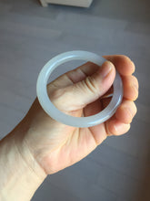 Load image into Gallery viewer, 52.8mm Certified 100% Natural light smoky lavender/soft pink gray(烟紫) nephrite jade bangle HN140-3592