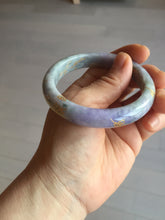 Load image into Gallery viewer, 55.2mm 100% Natural type A green purple carved branches and flowers and golden-painted Jadeite Jade bangle PH183