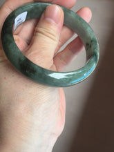Load image into Gallery viewer, 54.5mm certified 100% natural dark green black jadeite jade bangle AS87-7064