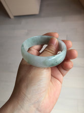Load image into Gallery viewer, 53.1mm Certified Type A 100% Natural light green white with green floating flowers thin jadeite Jade bangle BS164-1595