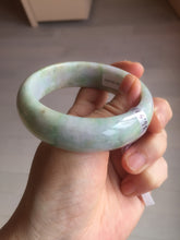 Load image into Gallery viewer, 56.5mm certificated Type A 100% Natural sunny green/purple/yellow Monet’s Water Lilies Jade bangle E62-1029