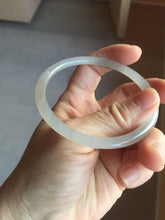 Load image into Gallery viewer, 59mm Certified 100% Natural icy white/gray/pale pink(淡藕粉) slim round cut nephrite jade bangle HN43-9200