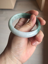 Load image into Gallery viewer, 53.5mm certified 100% natural Type A oily dark green gray black(老油青) half mountain half water (半山半水) oval jadeite jade bangle BS178-0061
