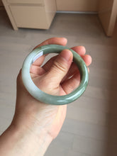 Load image into Gallery viewer, 57.4mm certified Type A 100% Natural dark green gray black white with floating seaweed Jadeite Jade bangle BS25-7689