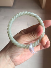 Load image into Gallery viewer, 60mm Certified Type A 100% Natural Green, Gray, Brown & Black Flying Dandelion Vintage Twist Style Nephrite Jade Bangle JT8-1112