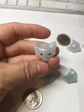 Load image into Gallery viewer, 100% natural type A white light green jadeite jade fox mask pendant necklace PD101