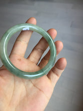 Load image into Gallery viewer, 55.4mm Certified type A 100% Natural light green gray round cut Jadeite bangle PD36-9589