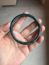 Load image into Gallery viewer, 61.4mm Certified Type A 100% Natura dark blue/green/gray/black Guatemala slim round cut Jadeite bangle PJ105
