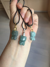 Load image into Gallery viewer, Type A 100% Natural dark green blue gray black Guatemala jadeite jade Snowflake Kitty(雪花猫) pendant BS138 Add one item