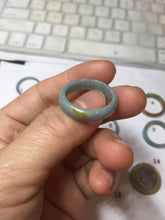 Load image into Gallery viewer, 18.8mm size 8 3/4 100% natural type A green/blue/yellow Guatemala jadeite jade band ring group PE128