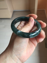 Load image into Gallery viewer, 56.4mm Certified Type A 100% Natural icy watery dark green/blue/gray/black Guatemala Jadeite bangle BH233-0257