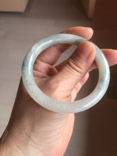 Load image into Gallery viewer, 53.4mm Certified Type A 100% Natural icy watery light green white roung cut jadeite Jade bangle AU51-8147