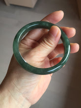 Load image into Gallery viewer, 55.5mm Certified Type A 100% Natural oily dark green(老油青)/gray Jadeite bangle BG229-0411