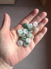 Load image into Gallery viewer, 12.5-13mm Type A 100% Natural icy watery green purple white yellow Jadeite Safety Guardian Button donuts pendant PF2