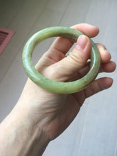 Load image into Gallery viewer, 56mm Certified Type A 100% Natural green yellow/sugar brown flying dandelions nephrite Jade bangle HN53-0479