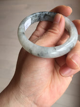 Load image into Gallery viewer, 51.5mm certificated Type A 100% Natural icy watery light green/white with dark green floating flowers chinese ink painting oval Jadeite Jade bangle PB125-7411