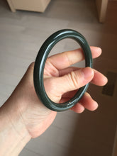 Load image into Gallery viewer, 64.4mm certified 100% Natural dark green/black meteorite Stellar Night sky round cut nephrite bangle HN118-0596