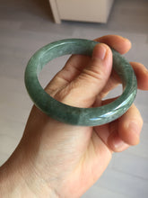 Load image into Gallery viewer, 56.4mm certified type A 100% Natural oily dark green gray black with flying snow Jadeite jade bangle PC202-7675