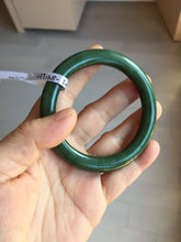 Load image into Gallery viewer, 55mm certified 100% Natural dark green/black nephrite (碧玉) bangle HT168-3-3890