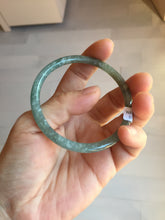 Load image into Gallery viewer, 56.4mm Type A 100% Natural Light Green/Gray/Black/Brown “Reed Flowers & Snow” Guatemala Slim Round Cut Jadeite Bangle PJ125-1413