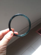 Load image into Gallery viewer, 59.2mm Certified Type A 100% Natural Half Black (乌鸡) / Half Watery Blue (蓝水)/gray Guatemala Jadeite Jade Bangle AZ148-1369