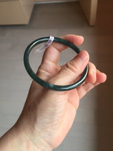 Load image into Gallery viewer, 58.3mm Certified Type A 100% Natural dark green/blue/gray Guatemala slim round cut Jadeite bangle BP202-5522
