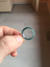 Load image into Gallery viewer, Size 2 1/4 (13.6mm) 100% natural type A icy watery green/blue/gray Guatemala jadeite jade band ring group AA105