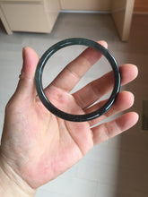 Load image into Gallery viewer, 59.2mm Certified Type A 100% Natural Half Black (乌鸡) / Half Watery Blue (蓝水)/gray Guatemala Jadeite Jade Bangle AZ148-1369