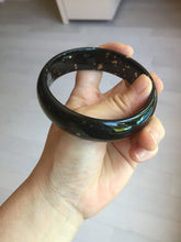 Load image into Gallery viewer, 63.9mm 100% Natural dark green/black meteorite Stellar Night sky nephrite bangle HT121-1020