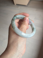 Load image into Gallery viewer, 55mm certified 100% natural icy watery light green with green floating flowers jadeite jade bangle AS88-7068