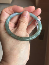 Load image into Gallery viewer, 55.1mm Type A 100% Natural Light Green/Gray/Black/Purple/Brown “Reed Flowers & Snow” Guatemala Slim Round Cut Jadeite Bangle PJ121-1419