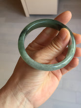 Load image into Gallery viewer, 51.5mm Certified Type A 100% Natural Oily Dark Green Gray Black with Flying Snow Oval Jadeite Jade Bangle PC207-7685