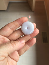 Load image into Gallery viewer, 22.3-26.6mm Type A 100% Natural light purple white Jadeite Jade Safety Guardian Button donuts Pendant BF136