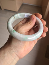 Load image into Gallery viewer, 61.5mm Type A 100% Natural sunny green/light white/purple chubby Jadeite Jade bangle with defects PJ59-1253
