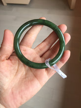 Load image into Gallery viewer, 60.6mm certified 100% Natural dark green/black nephrite (碧玉) bangle HN49-1582