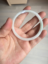 Load image into Gallery viewer, 56mm 100% natural Type A light green white slim round cut jadeite jade bangle AD107-8108