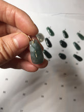 Load image into Gallery viewer, 100% Natural type A dark green gray black Guatemala Jadeite Jade thin blessed melon pendant PA210