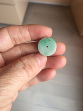 Load image into Gallery viewer, 16-19 mm Type A 100% Natural light green sunny green white Jadeite Jade Safety Guardian Button donuts Pendant group PB90