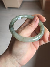 Load image into Gallery viewer, 54.5mm Certified type A 100% Natural light green dark green floating seaweed round cut Jadeite bangle PC137-6611