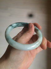 Load image into Gallery viewer, 59mm Certified type A 100% Natural green/white/brown with green floating flowers slim Jadeite bangle AZ34-4364