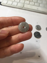 Load image into Gallery viewer, 15-18.4mm 100% natural black white jadeite jade(Wuji, 乌鸡) Safety Guardian Button donuts pendant PA250