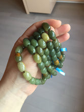 Load image into Gallery viewer, 100% Natural 12x9mm green/yellow olives shape nephriteJade bead bracelet group HE92